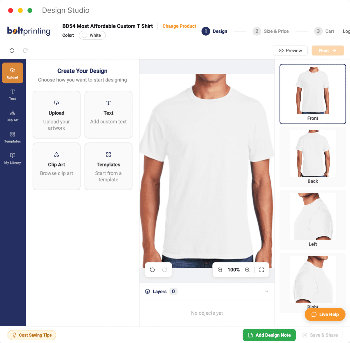 The Design Studio with a t-shirt open on the canvas